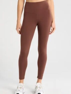 Zella Studio Luxe High Waist 7/8 Leggings - Brown Bitter - Large